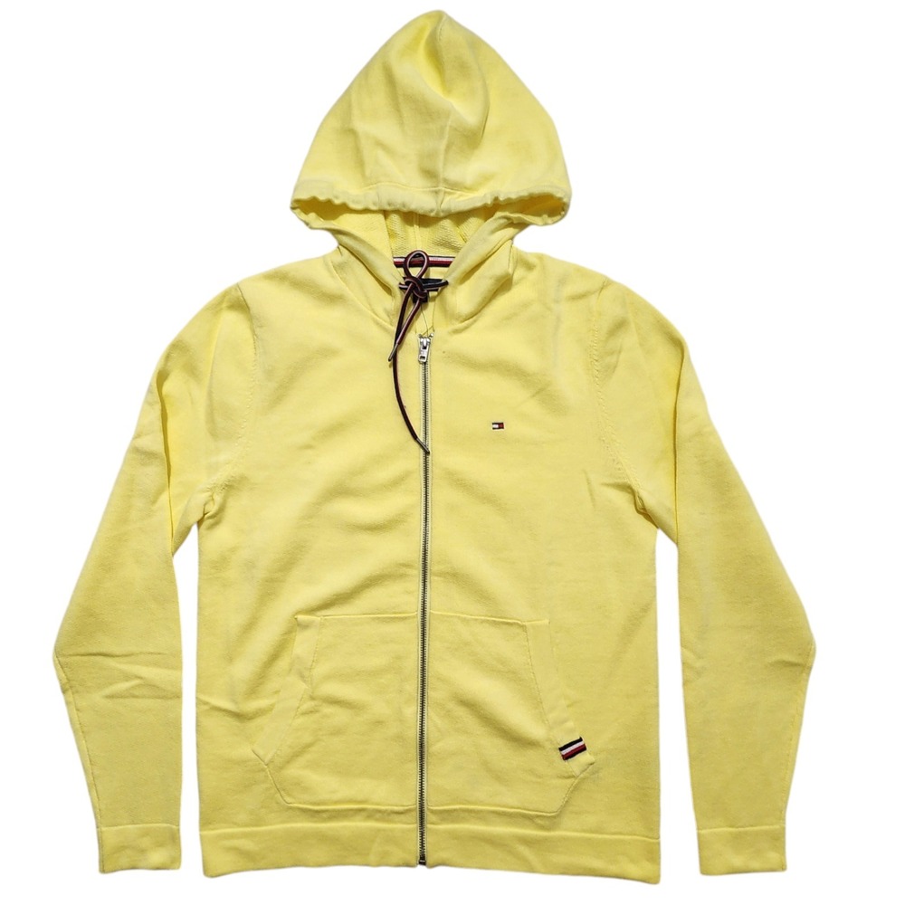 Tommy Hilfiger Men's Hoodie Sweatshirt Full‎ Zip Drawstring Yellow Size XS $99